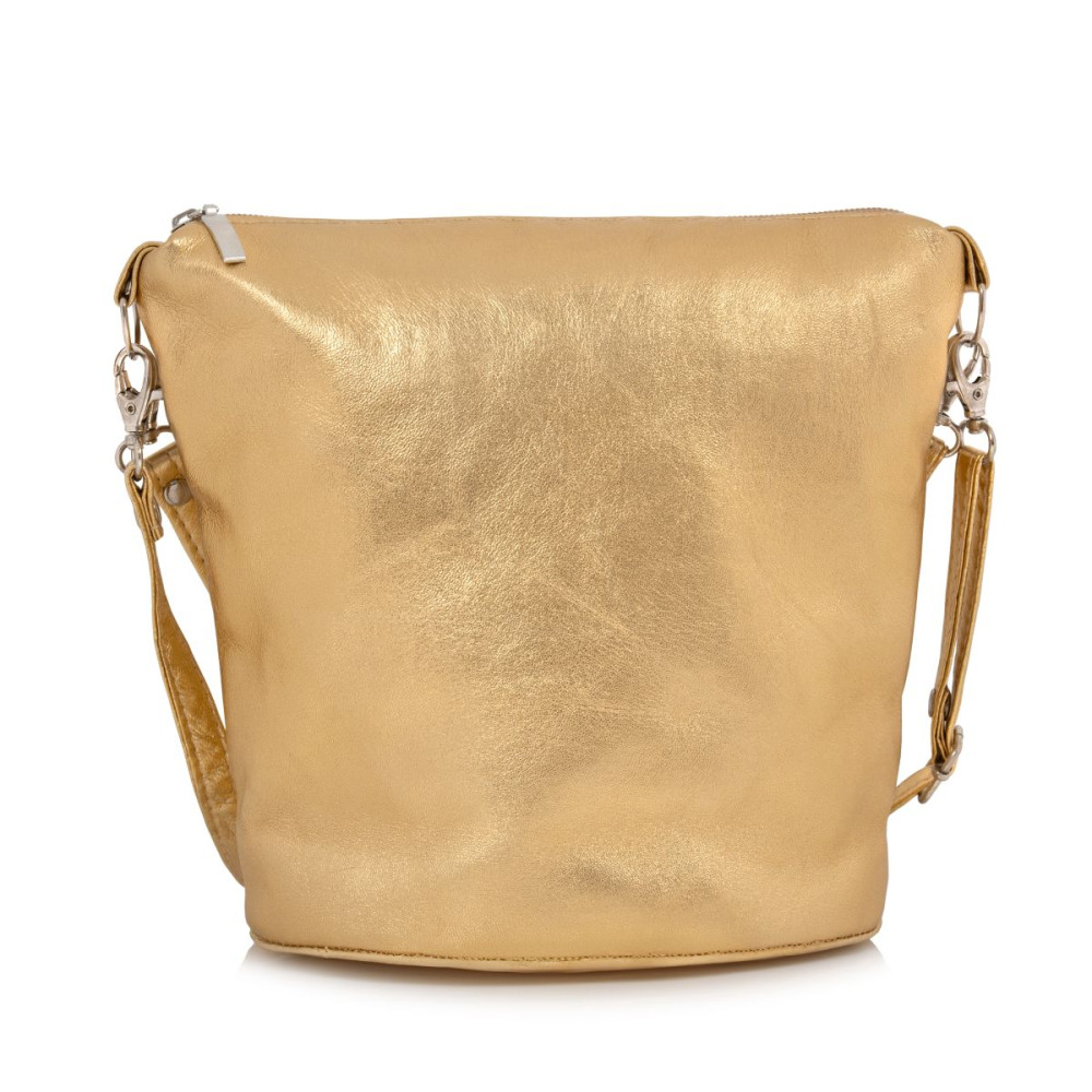 zlota mala torebka listonoszka owalna skora naturalna otess